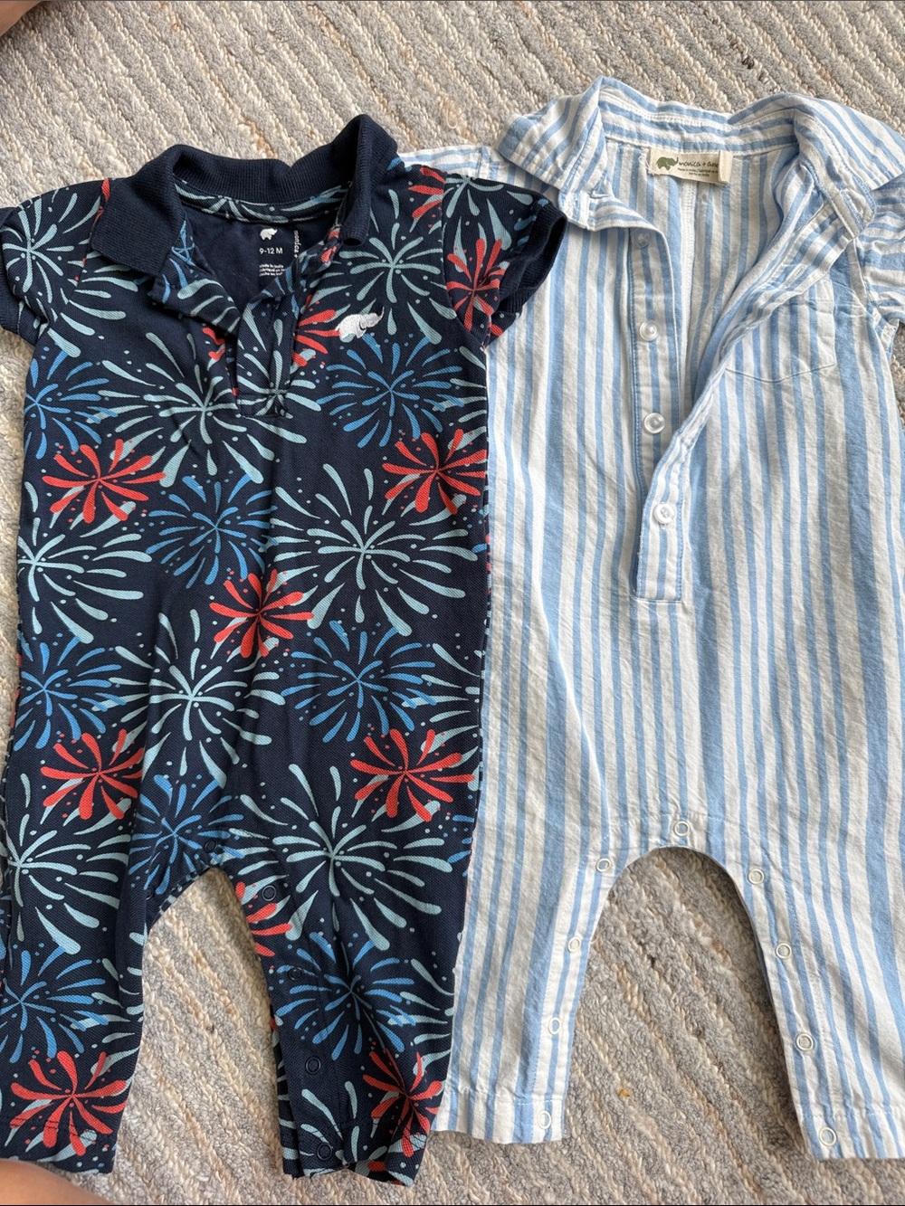 Nautica Baby Navy Firework Print Polo One-Piece Bodysuit